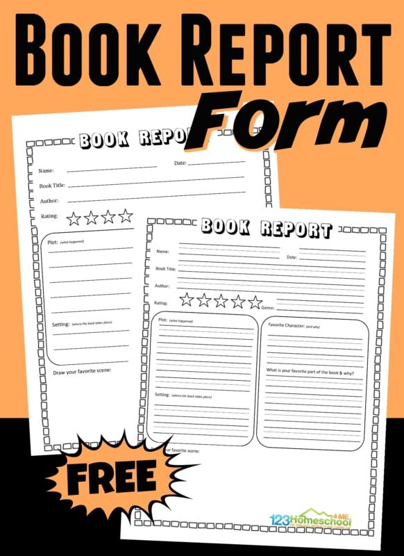 Download the free book report forms for your homeschool